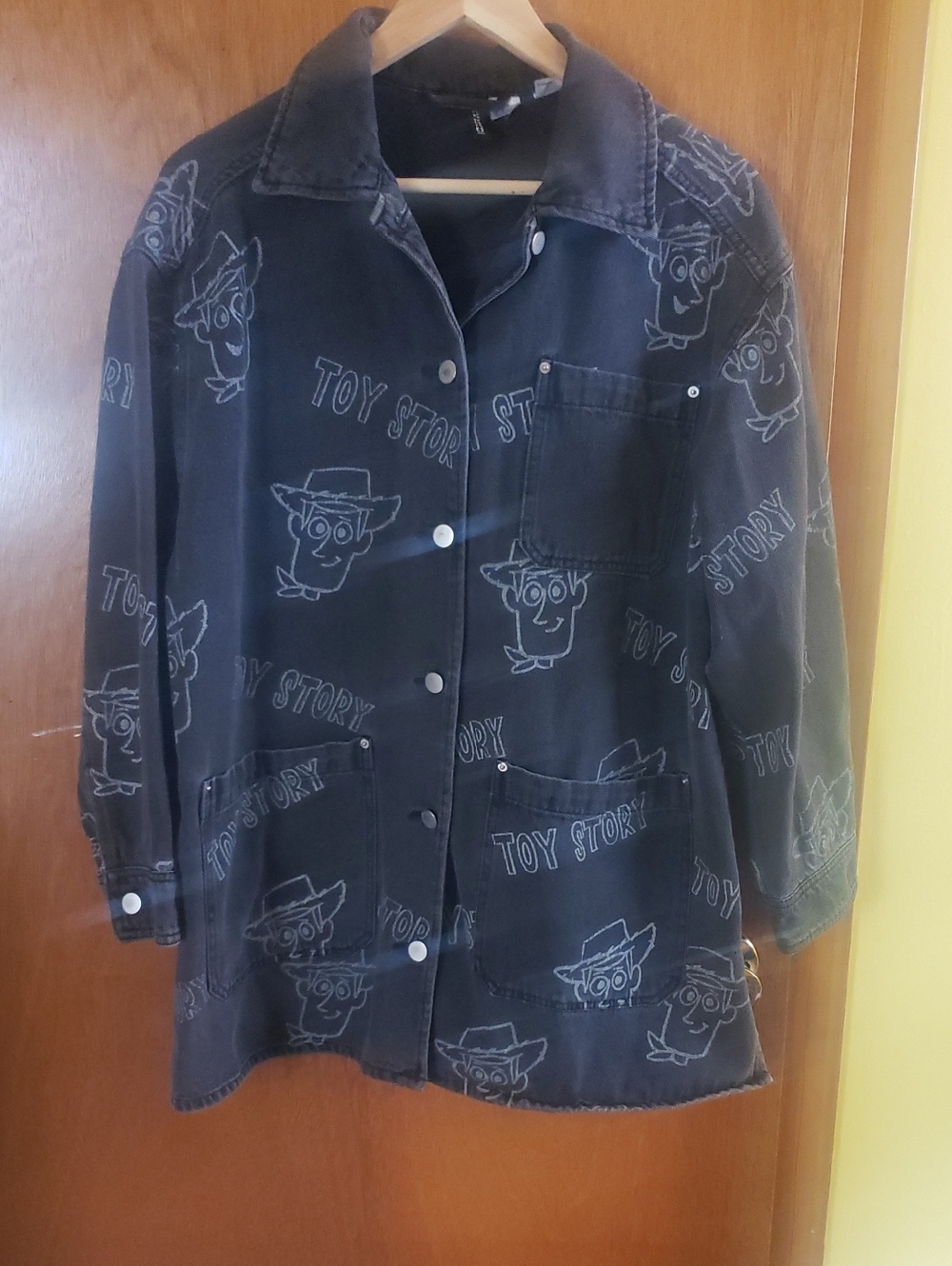 Disney Black Toy Story Denim Jacket with All-Over Woody Print